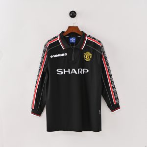 98-99 Negro Manchester United Manga Larga