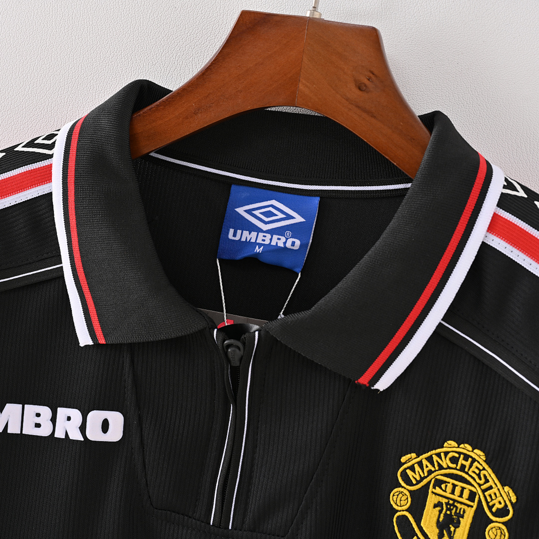 98-99 Negro Manchester United Manga Larga - Imagen 9