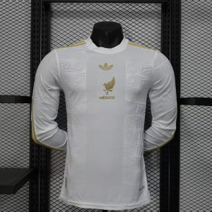 México Blanco Dorada Manga Larga