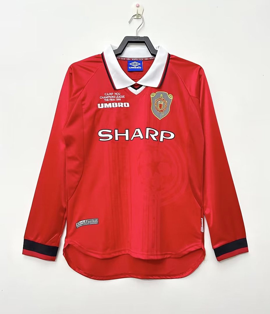 1999-00 Manchester United Local Manga Larga S-XXL - Imagen 11