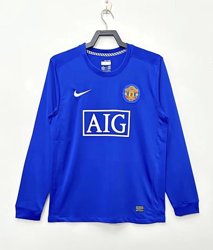 0809 Manchester United 2ª Equipación Visitante Azul Manga Larga