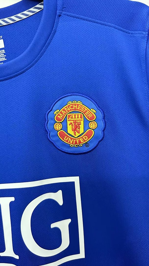 0809 Manchester United 2ª Equipación Visitante Azul Manga Larga - Imagen 2