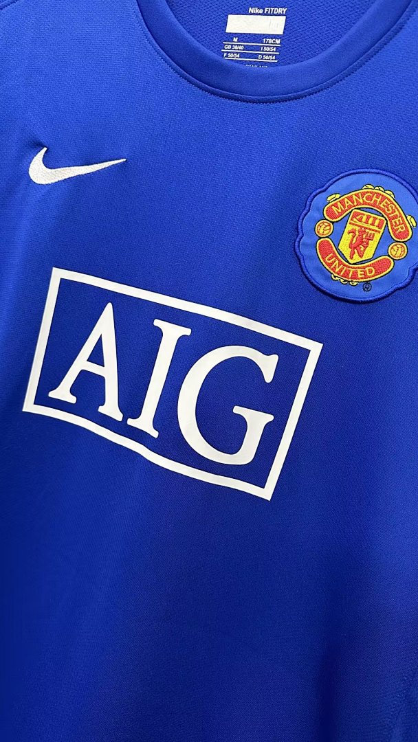 0809 Manchester United 2ª Equipación Visitante Azul Manga Larga - Imagen 6
