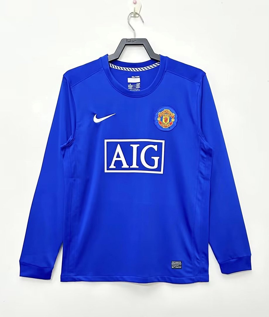 0809 Manchester United 2ª Equipación Visitante Azul Manga Larga - Imagen 10